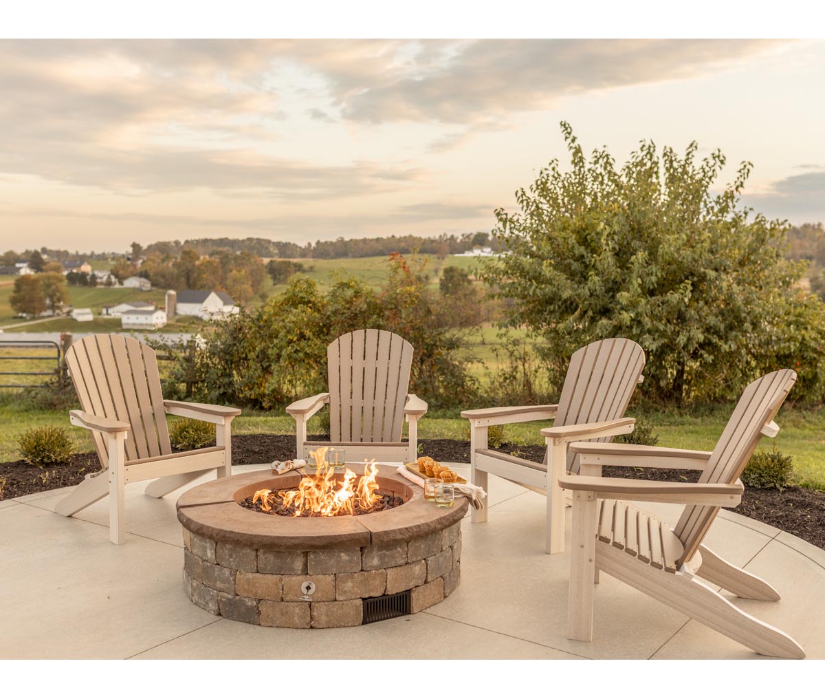 Comfo Back Adirondack Chairs Around the Fire Pit